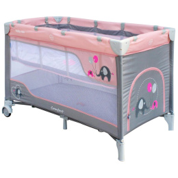 Łóżeczko turystyczne 2-poziomowe Baby Mix słonie różowe 36409