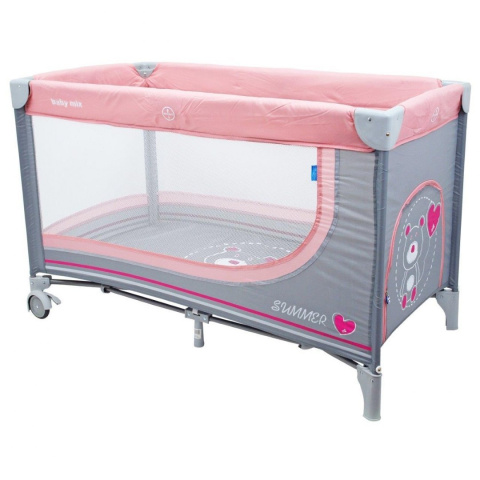 Łóżeczko turystyczne Baby Mix HR-8052-1 miś różowe