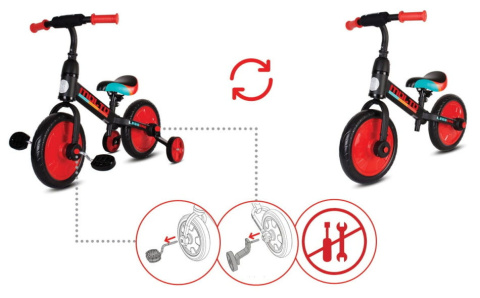Rowerek biegowy 12" Sun Baby Molto Leggero 3w1 czerw. Rowerek biegowy 12" Sun Baby Molto Leggero 3w1 czerw.