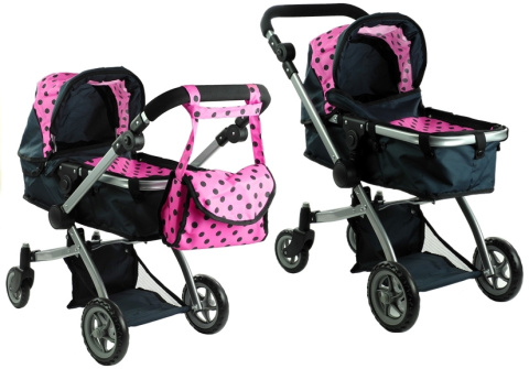 Wózek dla lalek Lean Toys Alice 2w1 głęboko-spacerowy 3817 Wózek dla lalek Lean Toys Alice 2w1 głęboko-spacerowy 3817