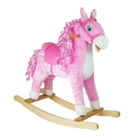 Koń na biegunach Lean Toys różowy 74 cm 2255 3l+
