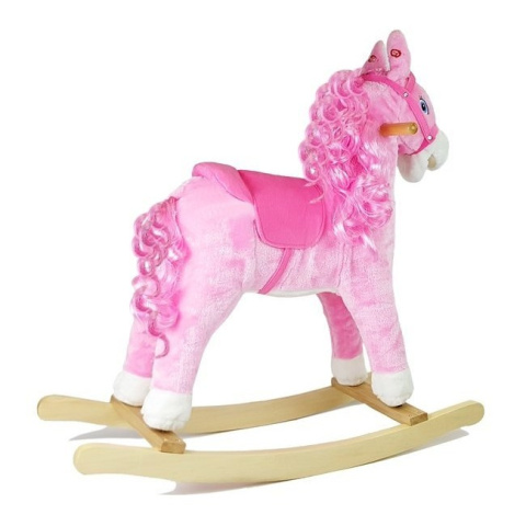 Koń na biegunach Lean Toys różowy 74 cm 2255 3l+