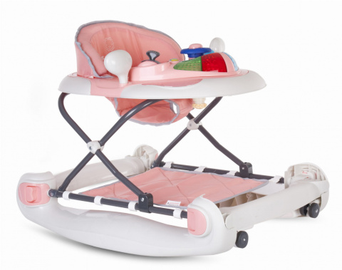 Chodzik kołyska z kierownicą Sun Baby różowo-szary Chodzik kołyska z kierownicą Sun Baby różowo-szary