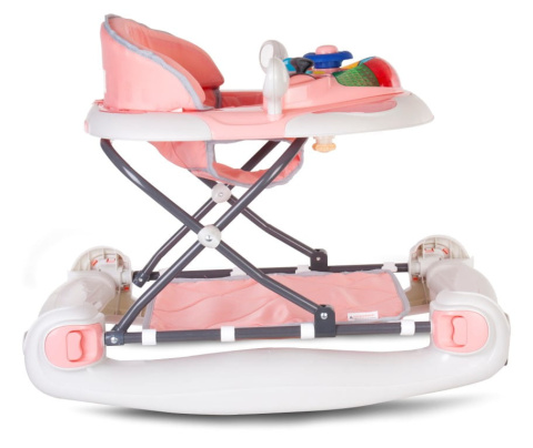 Chodzik kołyska z kierownicą Sun Baby różowo-szary Chodzik kołyska z kierownicą Sun Baby różowo-szary