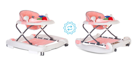 Chodzik kołyska z kierownicą Sun Baby różowo-szary Chodzik kołyska z kierownicą Sun Baby różowo-szary