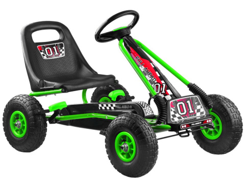 Gokart na pedały pompowane koła SP0153 green