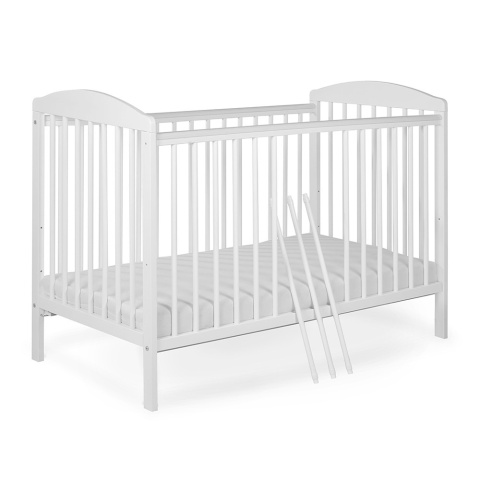 Drewniane łóżeczko dziecięce 120x60 Tomi XV białe z opuszczanym bokiem Drewniane łóżeczko dziecięce 120x60 Tomi XV białe z opuszczanym bokiem