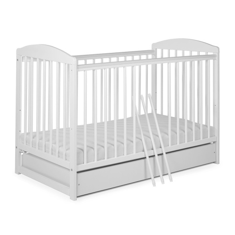 Drewniane łóżeczko dziecięce 120x60 Tomi XV białe z szufladą Drewniane łóżeczko dziecięce 120x60 Tomi XV białe z szufladą