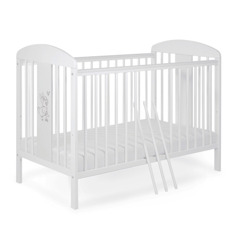 Drewniane łóżeczko dziecięce 120x60 Tomi XVIII Królik białe szuflada