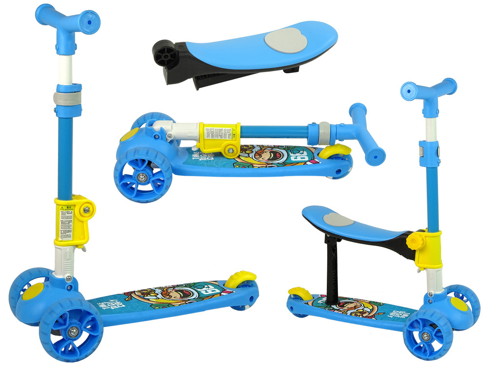 Hulajnoga Trójkołowa Balansowa Lean Toys z siodełkiem Blue Hulajnoga Trójkołowa Balansowa Lean Toys z siodełkiem Blue