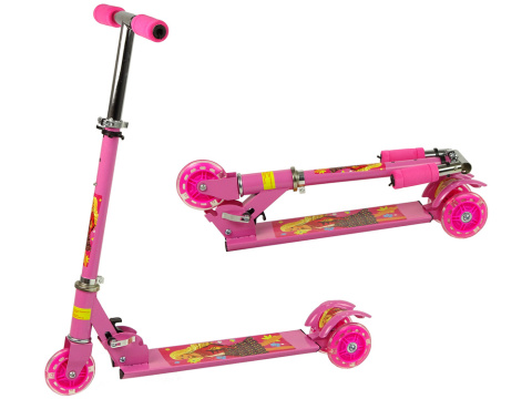 Hulajnoga Trójkołowa Lean Toys świecące koła LED Pink Hulajnoga Trójkołowa Lean Toys świecące koła LED Pink