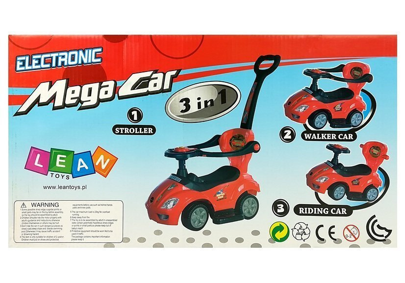 Jeździk z pchaczem 3w1 Lean Toys Mega Car blue Jeździk z pchaczem 3w1 Lean Toys Mega Car blue
