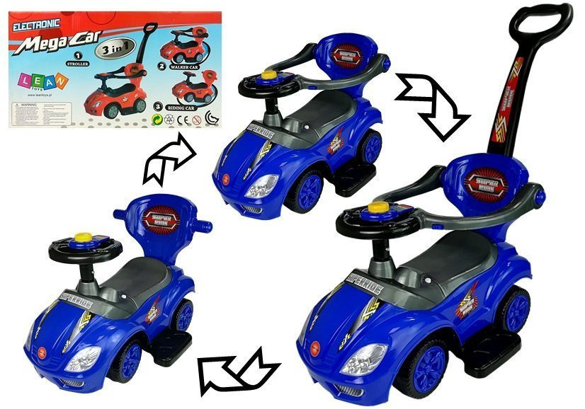 Jeździk z pchaczem 3w1 Lean Toys Mega Car blue Jeździk z pchaczem 3w1 Lean Toys Mega Car blue