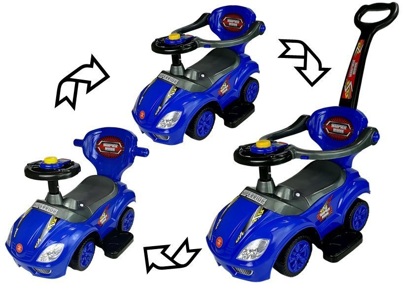 Jeździk z pchaczem 3w1 Lean Toys Mega Car blue