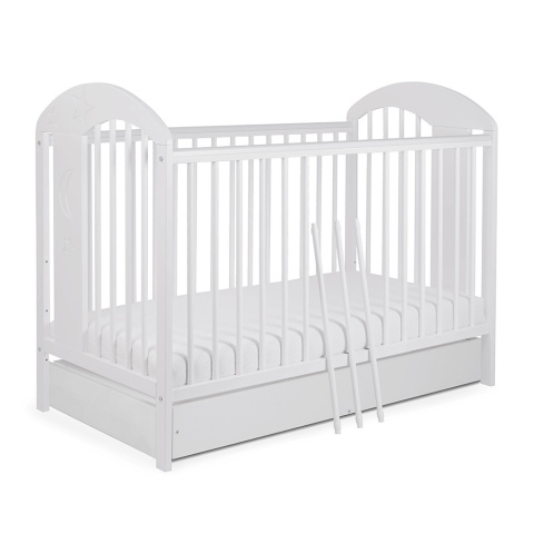 Drewniane łóżeczko dziecięce 120x60 Tomi XIII białe z szufladą