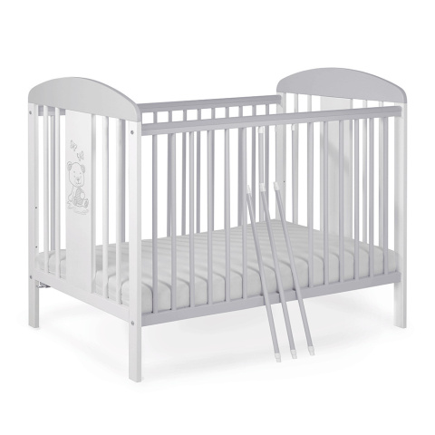 Drewniane łóżeczko dziecięce 120x60 Tomi XX Miś szaro-białe