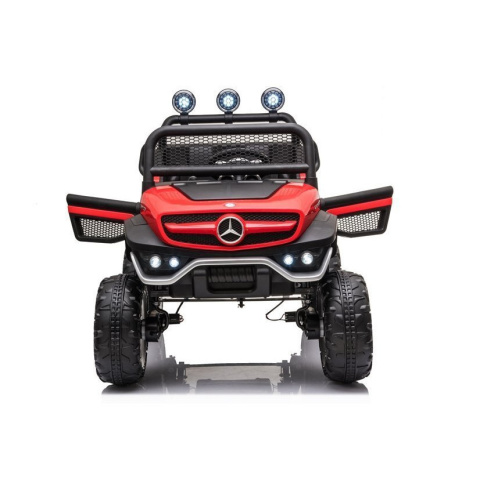 Auto na akumulator Lean Toys Mercedes Unimog S 4x45W czerwony 3l+ Auto na akumulator Lean Toys Mercedes Unimog S 4x45W czerwony 3l+