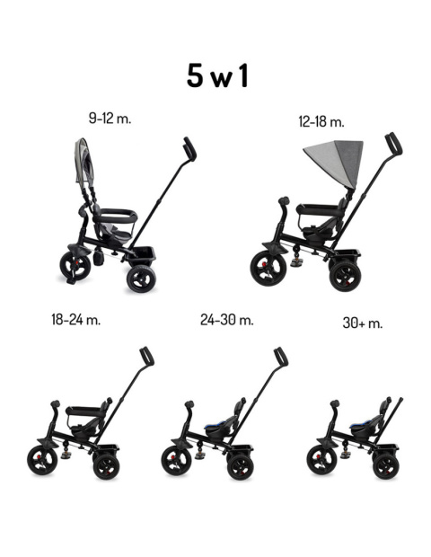 Rowerek trójkołowy 5w1 Momi IRIS szary 12m+ Rowerek trójkołowy 5w1 Momi IRIS szary 12m+