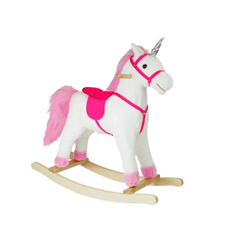 Koń na biegunach Lean Toys jednorożec biały 74 cm 2252 3l+
