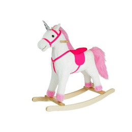 Koń na biegunach Lean Toys jednorożec biały 74 cm 2252 3l+