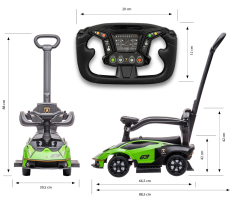 Pojazd z rączką Milly Mally Lamborghini Essenza SC V12 Green 12m+