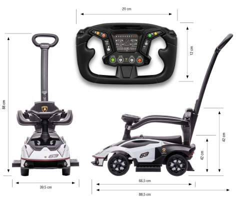 Pojazd z rączką Milly Mally Lamborghini Essenza SC V12 White 12m+