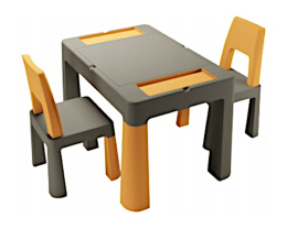 Zestaw mebli Teggi Multifun stolik + 2 krzesła grafit/musztarda