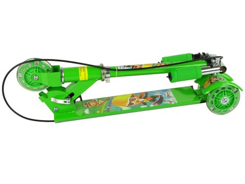 Hulajnoga Trójkołowa Lean Toys świecące koła LED z hamulcem Green 3l+ Hulajnoga Trójkołowa Lean Toys świecące koła LED z hamulcem Green 3l+