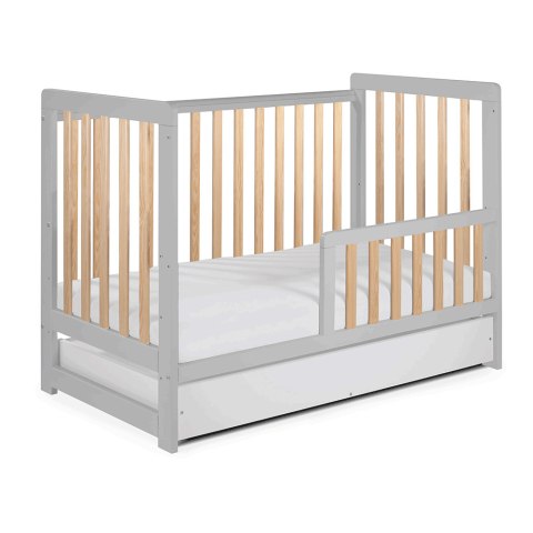 Drewniane łóżeczko dziecięce 120x60 Tomi XXII szary/sosna z szufladą