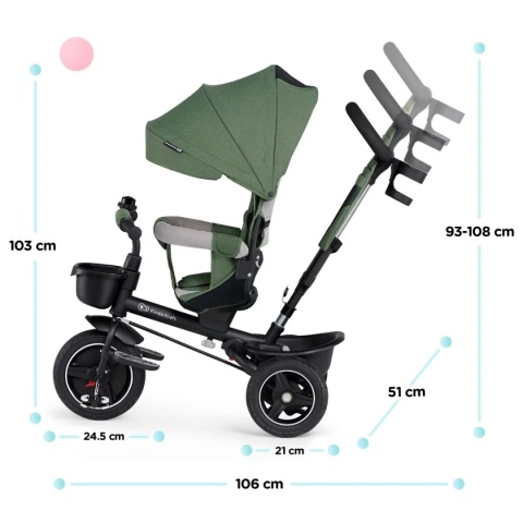 Rowerek dziecięcy trójkołowy 5w1 Kinderkraft Spinstep Green 9m+