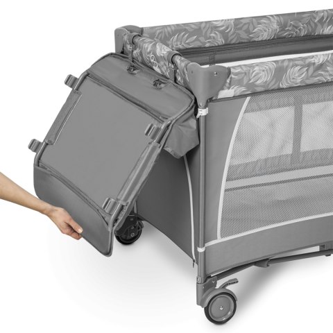 Łóżeczko turystyczne 2-poziomowe Lionelo Flower Grey Stone