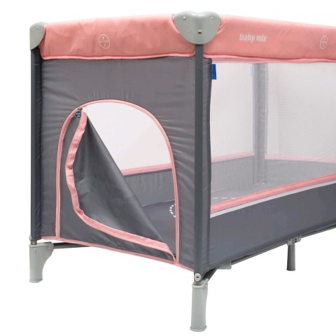 Łóżeczko turystyczne 1-poziomowe Baby Mix wróbelki różowe 33204