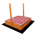 Piaskownica drewniana z daszkiem 120x120 Baby Mix czerwono-biała 18m+