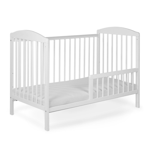 Drewniane łóżeczko dziecięce 120x60 Tomi XV białe z opuszczanym bokiem Drewniane łóżeczko dziecięce 120x60 Tomi XV białe z opuszczanym bokiem