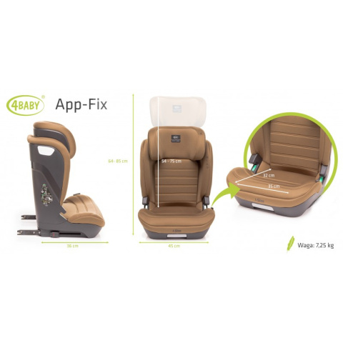 Fotelik samochodowy 100-150 cm 4Baby App-Fix XXIV Mokka i-Size Fotelik samochodowy 100-150 cm 4Baby App-Fix XXIV Mokka i-Size