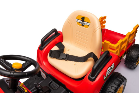Traktor na akumulator z przyczepą Lean Toys BBH-030 czerwony