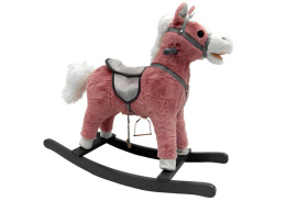 Koń na biegunach Lean Toys różowy dźwięki 74 cm 15564 3l+