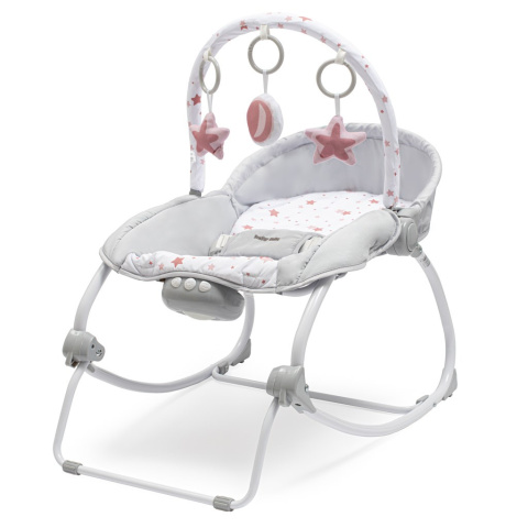 Leżaczek multifunkcjny z wibracjami Baby Mix Gwiazdki różowy 53427 0+ Leżaczek multifunkcjny z wibracjami Baby Mix Gwiazdki różowy 53427 0+