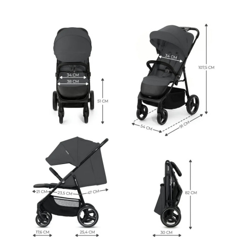 Wózek spacerowy Kinderkraft Trig 3 Granite Grey do 22 kg Wózek spacerowy Kinderkraft Trig 3 Granite Grey do 22 kg
