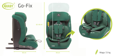 Fotelik samochodowy 76-150 cm 4Baby Go-Fix i-Size Dark Green Fotelik samochodowy 76-150 cm 4Baby Go-Fix i-Size Dark Green