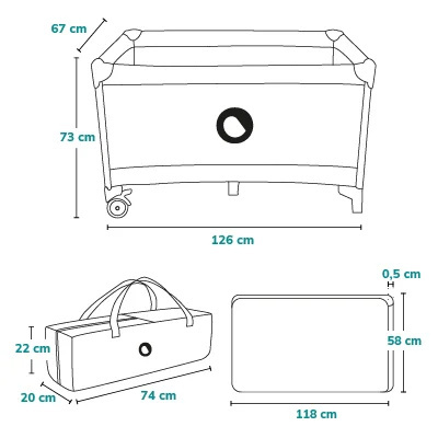 Łóżeczko turystyczne Lionelo Stefi Grey Concrete Multicolor