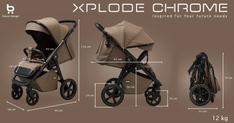 Wózek spacerowy Future Design Xplode Chrome Coffe Latte Wózek spacerowy Future Design Xplode Chrome Coffe Latte