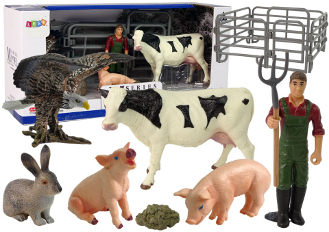 Duży Zestaw Figurek Wieś Farma Krowa Świnia Królik Lean Toys 12380 3l+