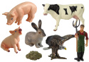 Duży Zestaw Figurek Wieś Farma Krowa Świnia Królik Lean Toys 12380 3l+