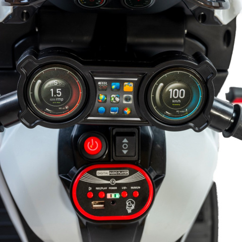Dziecięcy motocykl elektryczny Baby Mix Rare 56187 biały 3l+ Dziecięcy motocykl elektryczny Baby Mix Rare 56187 biały 3l+