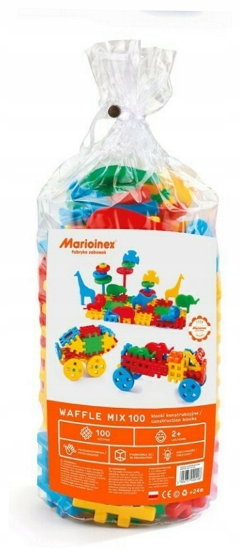 Klocki konstrukcyjne Wafle Mix 100 elementów Marioinex 900208 2l+ Klocki konstrukcyjne Wafle Mix 100 elementów Marioinex 900208 2l+