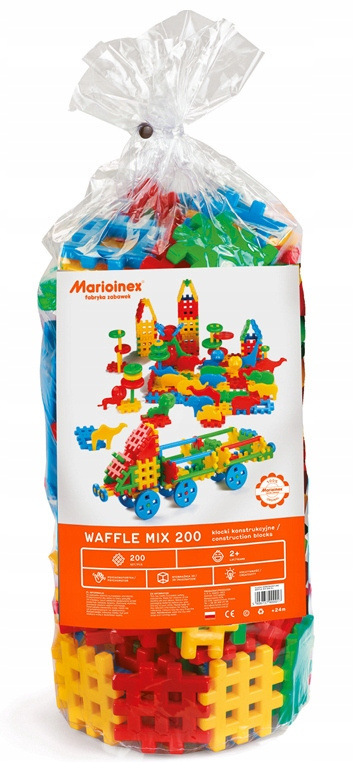 Klocki konstrukcyjne Wafle Mix 200 elementów Marioinex 900017 2l+ Klocki konstrukcyjne Wafle Mix 200 elementów Marioinex 900017 2l+