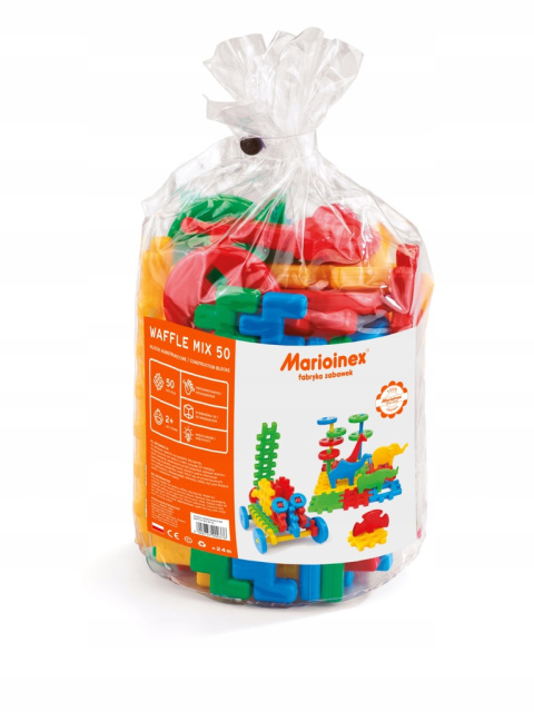 Klocki konstrukcyjne Wafle Mix 50 elementów Marioinex 900376 2l+ Klocki konstrukcyjne Wafle Mix 50 elementów Marioinex 900376 2l+