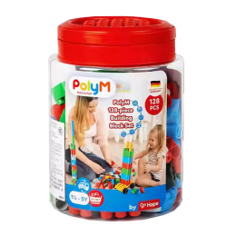 Klocki konstrukcyjne w pudełku zestaw 128 elementów PolyM 18m+