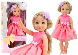 Lalka Różowa Sukienka Spinka Szczotka Lean Toys 38cm 18172 3l+
